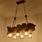 Потолочная люстра на деревянной основе «В доме хотника», 3 фонаря
