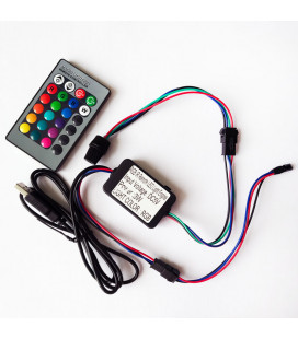 RGB источник света для оптоволоконного кабеля одинарный (D 6mm) , 5В USB, ИК пульт
