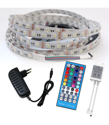Набор подсветки RGBWW (4 цвета), 2 м, невлагозащищенный , адаптер питания, ИК контроллер