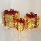 Новогодние светодиодные фигуры "Подарки", цвет золото, 3 шт.