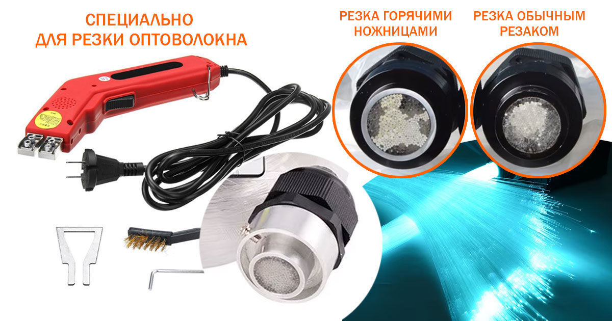 Подрезка оптических нитей ПММА горячим ножом Clever-Light EKNF01 для исключения микротрещин торца